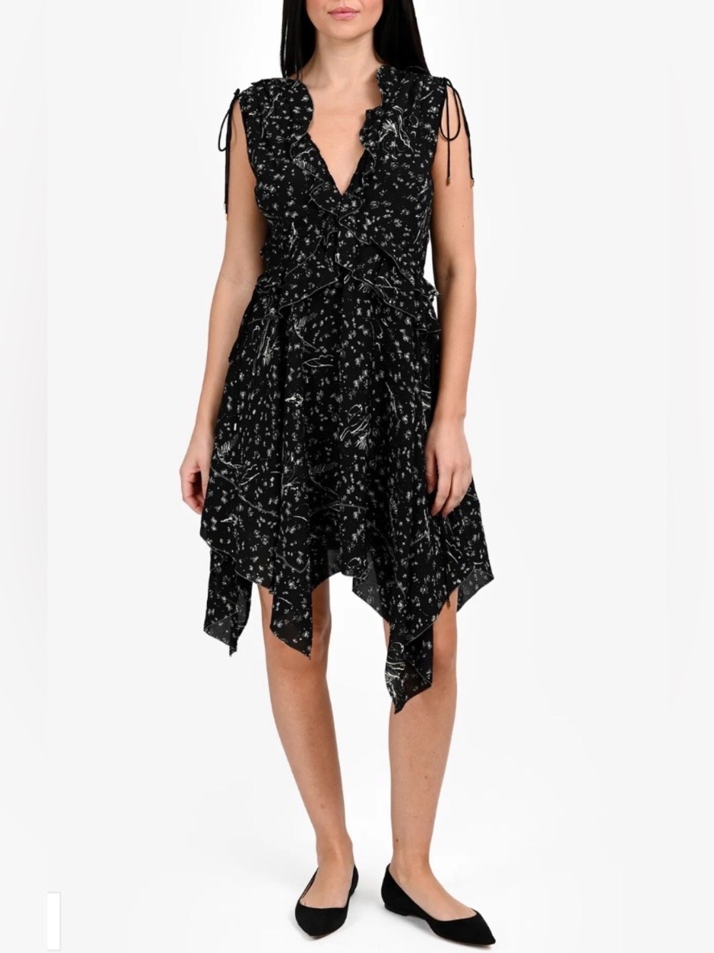 Derek Lam 10 Crosby Ruffle Floral Silk Dress size 12